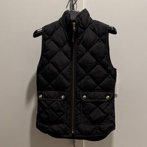 Jcrew Black Quilted Puffy Vest with Gold Accents size PXXS